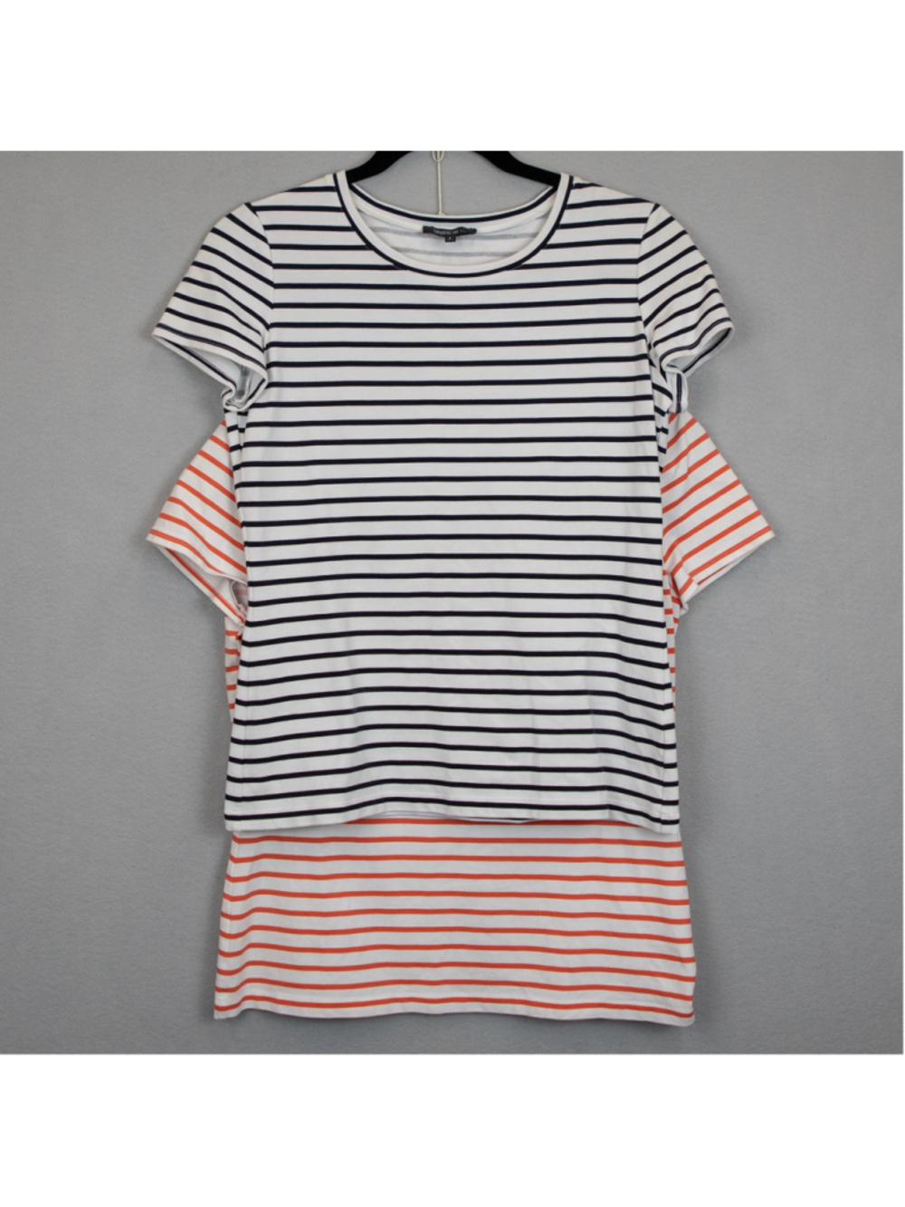 Lafayette 148 orange and white short sleeve crew neck shirt bundle-S